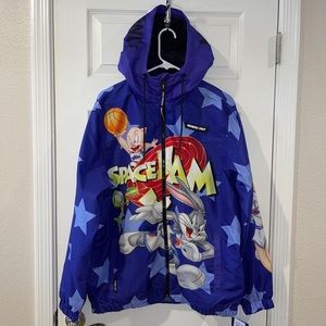 Members Only Space Jam Looney Tunes Windbreaker Sz L. TAZ, DAFFY Duck BUGS BUNNY